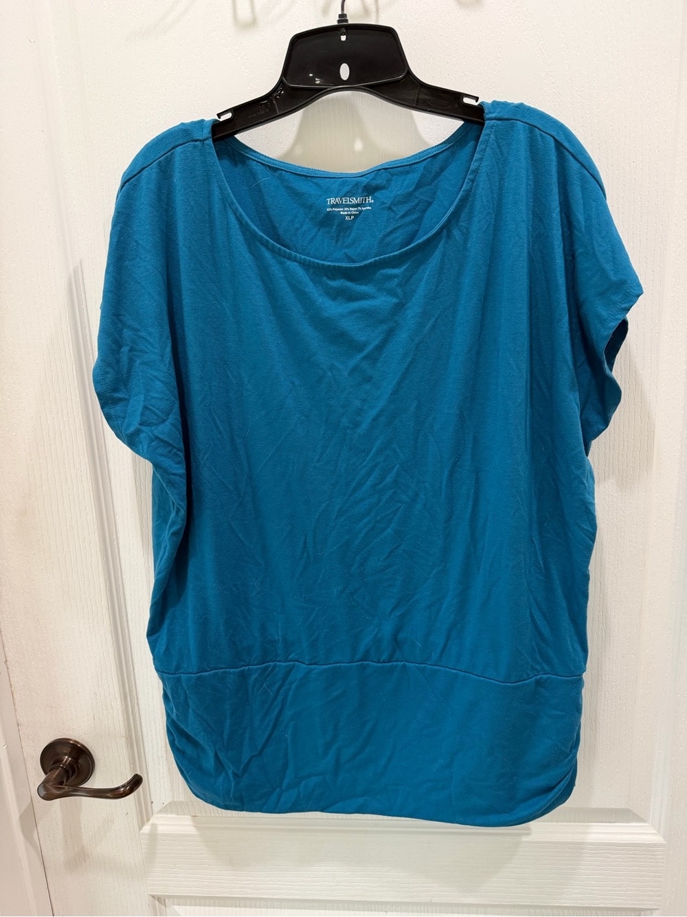 TravelSmith Teal Short-Sleeve Scoop Neck Tunic